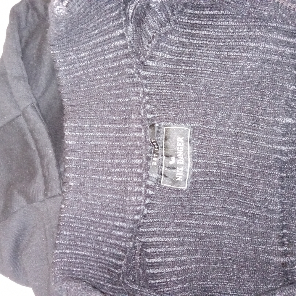 Nick Danger Mens Black Full Zip Sweater Jacket Mock Neck Hooded EUC - Picture 9 of 14